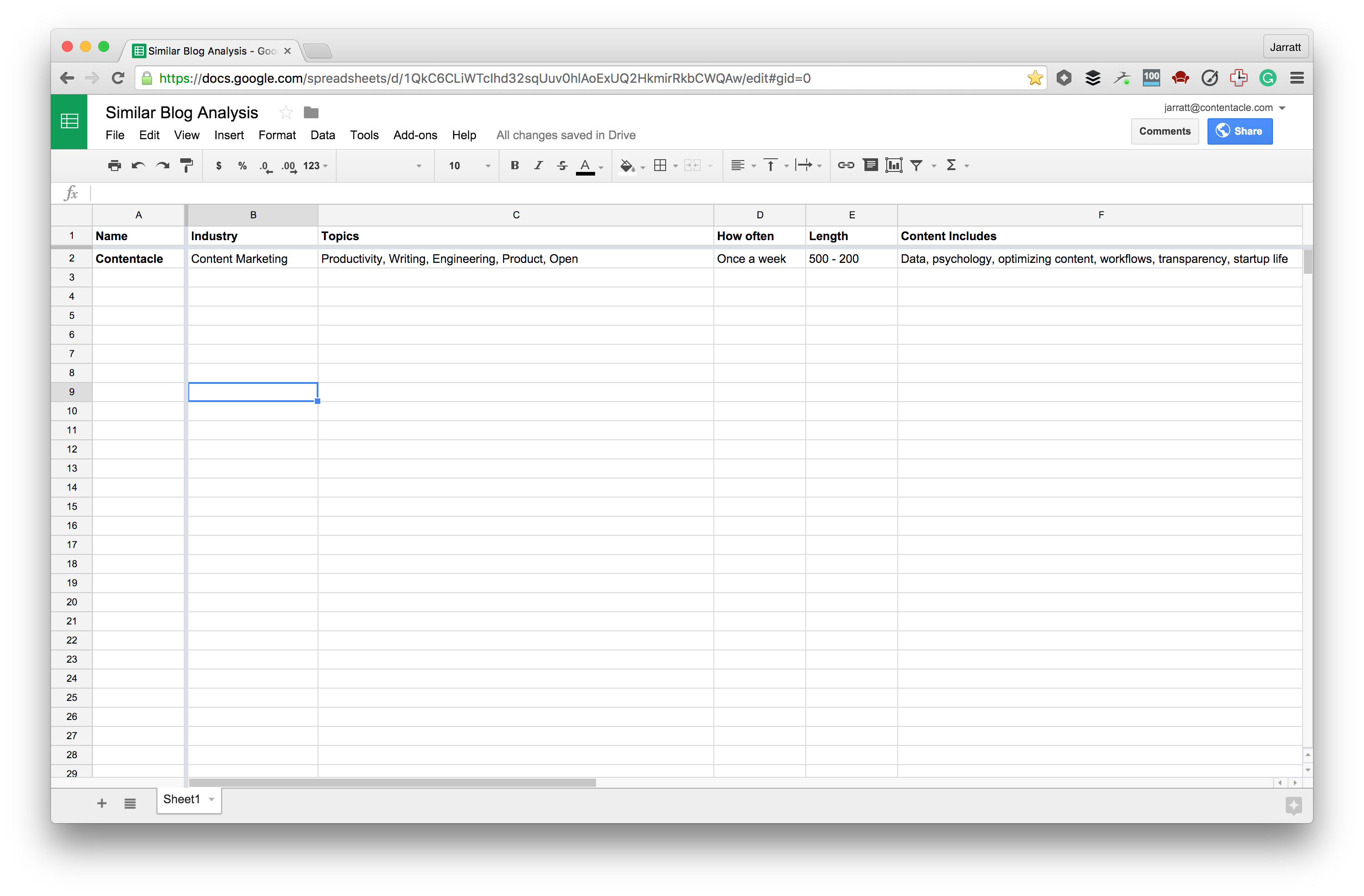 Free Content Marketing Planning Spreadsheet