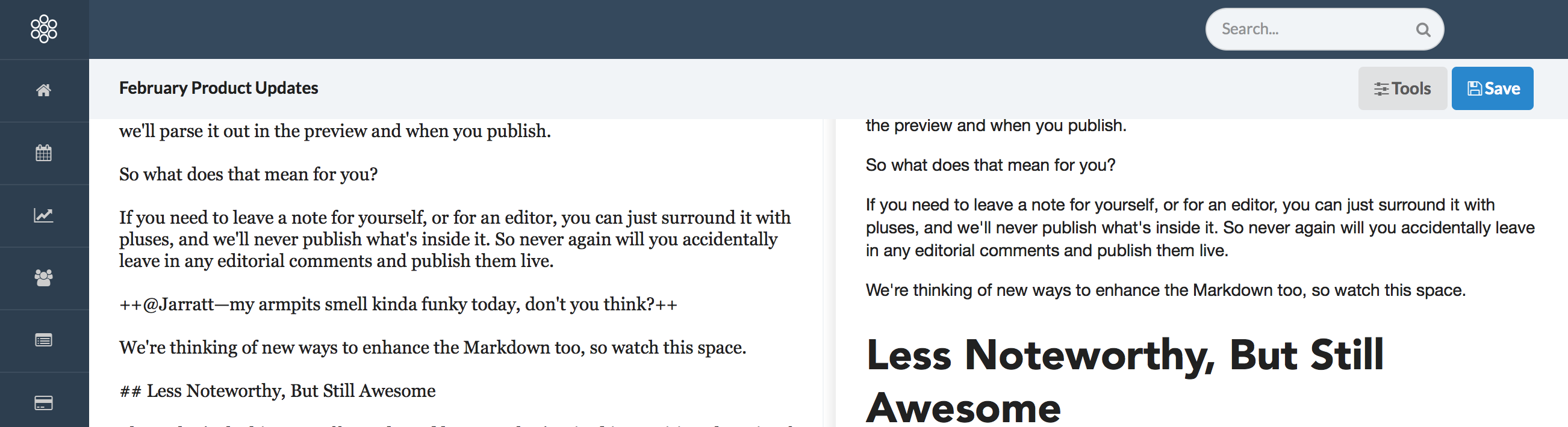 Leave inline editorial comments with Contentacle's Markdown comment syntax